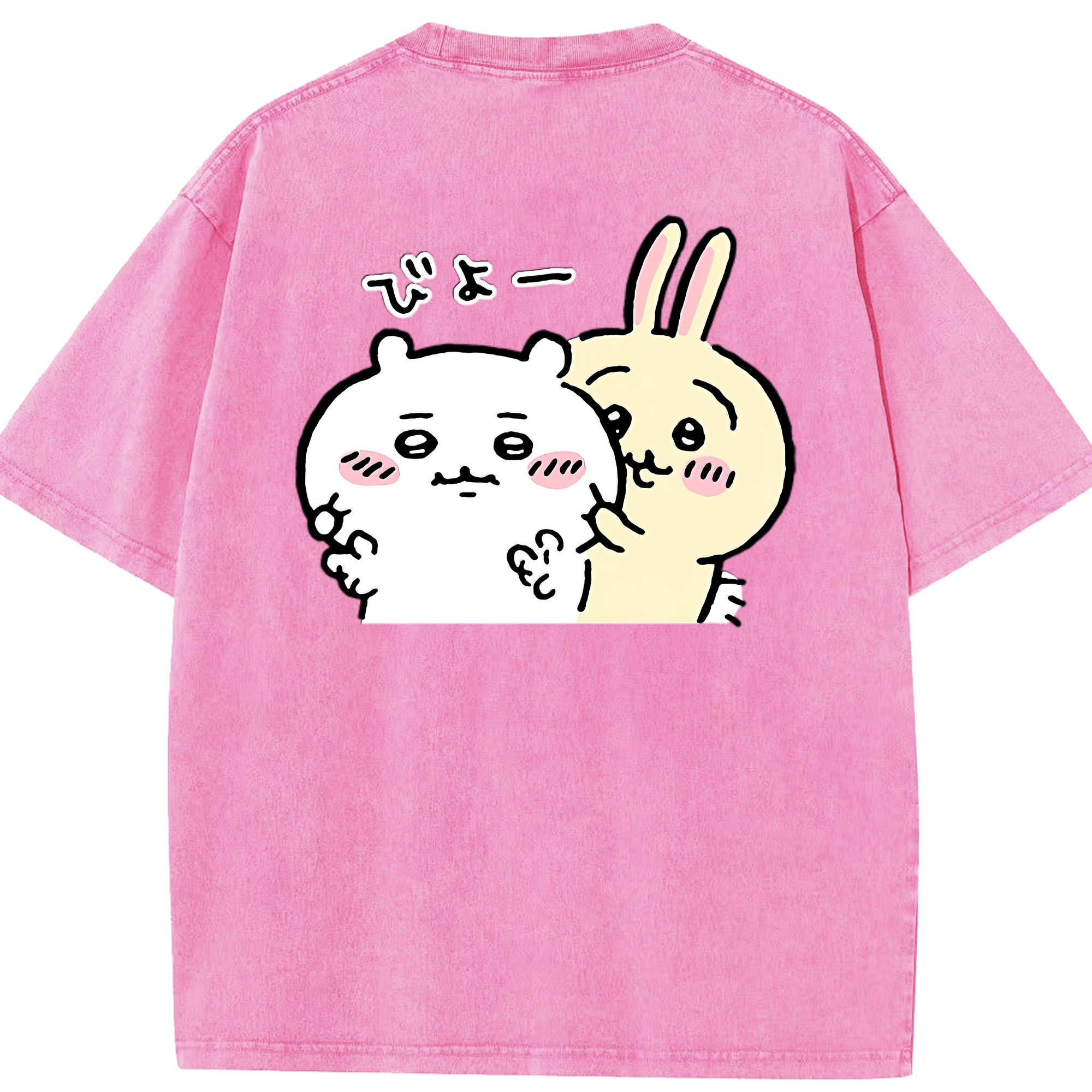 （画像用） ちいかわ うさぎ Chii-kawa usagi 綿100% ヴィンテージ風 半袖Tシャツ（背面プリント）